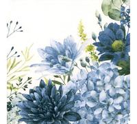 ti-flair Lot de 20 serviettes en papier avec motif : variété de fleurs bleues, idéales pour le découpage et la technique des serviettes 33 x 33 cm
