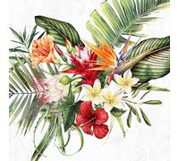 ti flair Serviettes en papier 33x33cm 3 épaisseurs 20 pièces fleurs et feuilles tropicales haute qualité et durable serviettes jetables à motifs exotiques serviettes de fête serviettes en papier pour