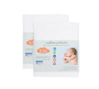 Ti TIN | Lot de 2 Protèges Matelas pour Lit Enfant/Bébé, 35x75cm | Protège matelas Doux, Respirant, Imperméable et Antibactérien - 100% Coton - Doublure en Polyuréthane - Tissu Éponge - Couleur Blanc