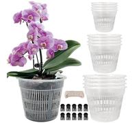Tialero Lot de 12 Pots à orchidées Transparents avec Trous - 4 Pots de 11,4 cm, 14 cm, 16 cm - pour rempotage - Pots à orchidées fendus Respirants