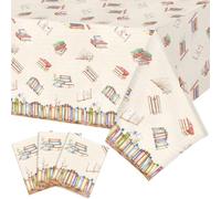 Tiamon Lot de 3 nappes rectangulaires sur le thème du livre, fournitures de club de livre, nappe rectangulaire sur le thème de la lecture pour lecture, fête, pique-nique, maison, cuisine, salle à