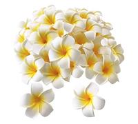 Tiamu 100 Pcs Fleurs de Frangipanier, Artificielle Fleurs en Mousse, Pince à Cheveux de Fleurs de Plumeria, DIY Guirlande de Couronne de Porte de Noël, Plumeria Fleurs pour Mariage, Table Décor