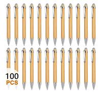 Tiamu 100PCS Stylos à Bille Rétractable en Bois, Stylo à Bille Contact Écologique Bureau & Fournitures Scolaire, Accessoires d'écriture Cadeaux pour amis, Bureau, Encre Bleue