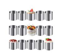 Tiamu 15 Pcs Cercle à Pâtisserie 5cm, Anneaux à Gâteau Mousse Ronds en Acier, Tartelette, DIY Desserts pour Fête de Noël, Emporte-Pièces Ronds pour Sushi, Pâtisserie, Fondant