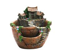 Tianbi Pot de fleurs créatif DIY pour plantes succulentes avec jolie maison, mini jardin féérique, cache-pot pour intérieur et extérieur, jardin, décoration de vacances