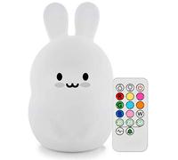 Tianhaixing Veilleuse Enfant Lampe Lapin Silicone Souple Lampe Chevet 9 Couleurs Rechargeable Télécommande LED Veilleuse pour Cadeau/Bureau/Chambre à Coucher/Salon/Extérieur