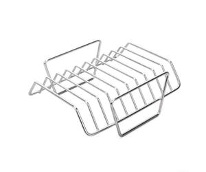 TIANHENGMart Support de côtes de barbecue en acier inoxydable pour côtes de porc, côtes de bœuf, côtes d'agneau - Panier à rôtir vertical pour barbecue Weber Q au charbon de bois 20 x 33,5 cm