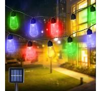 TIANHOO 3M Guirlande Lumineuses Solaires Exterieur avec 10 LED Ampoules, 8 Modes Guirlande Guinguette Extérieur, Guirlande Exterieur Solaire, IP44 Imperméable Extérieur Intérieur Guirlande（3M Couleur