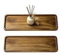 TIANLIN 2 Pièces Plateau en Bois Rectangulaire, 29,2 x 10,6 x 1,6 cm | Plateau Decoratif en Bois D’acacia, Plateaux Cafe, Plateaux de Rangement Multifonction, pour Bijoux, Arômes, Pâtisseries