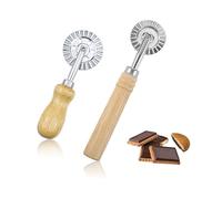 TIANLIN Roulette Patisserie, 2 Pièces Chêne Roulette Decoupe Pates, 16 et 14 cm Roulette à Pâte, Ondulé, 5 et 3,9 cm Disque Roulant, pour Cuisines, Pâtisseries