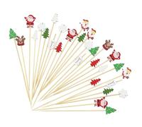 TIANLUD Pic Cocktail Noel, 100pcs Agitateur Cocktail Noël, Pic à Cocktail Bois, Pique Aperitif Noel, Cure Dent Bois Cocktail, pour Décorations de Nourriture et de Boissons de Fête de Noël
