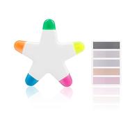 TIANNAIT 1 surligneur en forme d'étoile à cinq pointes, marqueur, surligneur multicolore cinq en un, adapté pour les enfants et les adultes, l'école, le bureau, le travail, avec 1 lot d'étiquettes