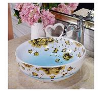 TIANQIHAO Meuble-Lavabo avec Vasque, Vasque De Salle De Bain À Poser, Vasque Ronde De 30 Cm en Porcelaine Et Céramique, Vasque À Poser Blanche Américaine