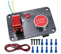 Tiardey Voiture de course en fibre de carbone Panneau de commutateur d'allumage 12V Bouton-poussoir de démarrage du moteur Bouton-poussoir à LED rouge - Rouge