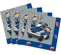 TIB Lot de 20 serviettes en papier Motif police Pour fête à thème et anniversaire d'enfant