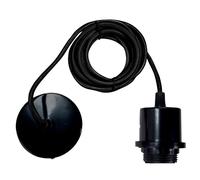 TIBELEC Suspension métal noir E27 60W & fil tissu noir