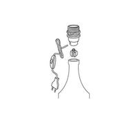 Kit lampe bouteille doré E27, câble 1.5m, douille demi-filetée + bague, interrupteur à main, fiche 2 pôles - Tibelec
