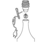 Kit lampe bouteille doré E27, câble 1.5m, douille demi-filetée + bague, interrupteur à main, fiche 2 pôles - Tibelec