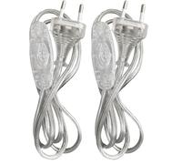 TIBELEC - Cordon électrique avec Interrupteur et fiche 2 pôles L.1M50, Translucide (Lot de 2)