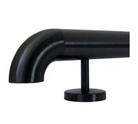 TIBU Main courante en acier inoxydable - Diamètre 42,4 mm - Noir - 30-600 cm - Main courante murale - Support droit en acier inoxydable - Longueur 440 cm - Avec 5 supports et arcs pour le mur