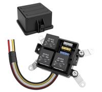 Ticha Un ensemble de 3 voies 12 V 4 broches pré-câblées étanche boîte de relais fusible avec lame fente fusible pour 4 broches 40 A relais IP65