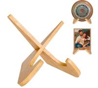 TICKLELY Chevalet en Bois - Support Assiette Décoratif Petit, Porte Assiette, Chevalet de Table, Support Cadre Photo, Présentoir Livre, Support Photo à Poser, Trepied en Bois