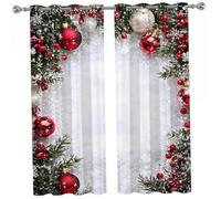Tidekin Rideaux de noël pour Salon, 2 pièces, Petits Rideaux Anti-poussière | Conception anti-poussière, imprimés de Noël festifs, matériau en polyester, convient à la cuisine/évier/armoires