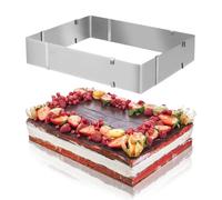 TIDEVAN Cadre Rectangulaire Réglable Moule Rectangulaire Cadre Pâtisserie | Moule Pâtisserie en Acier Inoxydable, pour Dessert, Gâteau, Moule Carré, la Hauteur 6 cm, 20 à 38 cm x 24 à 46 cm