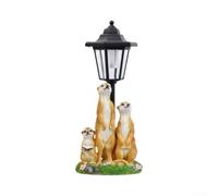 Tidevib Charmante statue solaire de suricate avec lanterne pour espaces extérieurs en résine résistante aux intempéries