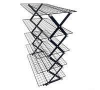 Tidevib Étagère à épices pliable en fer à 5 niveaux Noir | Construction argentée, fer résistant à la rouille, base stable, s'adapte aux bouteilles à épices standard, look moderne