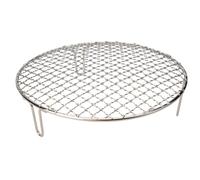 Tidevib Grille ronde pour barbecue en acier inoxydable avec pieds de support, filet de barbecue soudé en plein air, camping et cuisine à la maison, facile à nettoyer, argenté, 20 cm