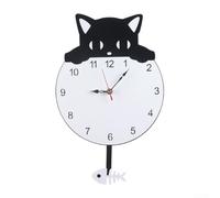 Tidevib Horloge murale moderne avec motif chat noir - Mécanisme silencieux à piles - Grands chiffres - Facile à lire - Pour la maison, la cuisine, le garage, la salle de sport - 40 cm