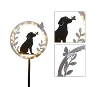 Tidevib Lampe de jardin à énergie solaire pour chien, piquet en métal avec silhouette décorative LED, éclairage paysager extérieur pour les amoureux des animaux, finition noire