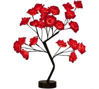 Tidevib Lampe LED Romantique Rose, Veilleuse USB pour Chambre et Bureau, Décor Fleur Créative avec Lumière Douce Multiples Couleurs (Rouge)