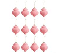 Tidevib Lanterne de Noël boule en peluche - 4 couleurs vives, décoration d'arbre de 6 cm (rose)