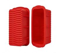 Tidevib Moule à gâteau et pain en silicone rectangulaire avec revêtement anti-adhésif flexible pour la surface, rouge pour les boulangers à domicile