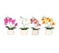 Tidevib Orchidée phalaenopsis en soie avec vase, plante artificielle réaliste pour mariage, maison, centre de table (jaune)
