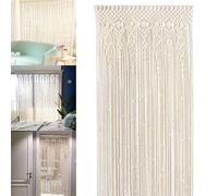 Tidevib Tissé à la main pour rideau de porte, tapisserie de fenêtre, toile de fond de mariage, décoration d'intérieur bohème, coton, 90 x 180 cm/95 x 200 cm/100 x 200 cm, beige