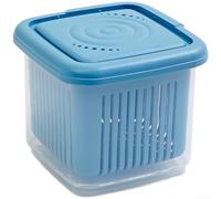 Tidgel Boîte à Oignons Double Couche 1,65L Drainante(blue) | Double couche séparée, égouttoir amovible, garde les oignons secs, transparent, pour facile à nettoyer