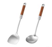 Tidgel Cuillère Soupe Acier 316L pour bois 28.5cm Cuisine Cuillère Soupe | Acier 316L hygiénique, manche pour bois épais, anti-rayures poêles, 29.5cm pour idéal wok