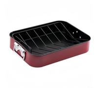 Tidgel Grande Lèchefrite Acier Inoxydable 41cm Antiadhésive avec Grille | Acier inoxydable épais, pour surface antiadhésive, grille en V incluse, 41x32x8cm, four et barbecue