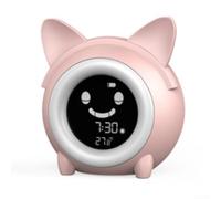 Tidgel Horloge de sommeil avec minuteur pour chambre d'enfant Motif chat | Design chat ludique, double réglage d'alarme, aide à l'entraînement au sommeil, veilleuse douce, décoration de chambre