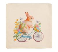 Tidgel Housse de coussin en tissu doux pour décoration de canapé, salon, chambre à coucher, fête de vacances, motif lapin de Pâques 44 x 44 cm, bleu, rouge, violet, jaune (N3-4 jaune)
