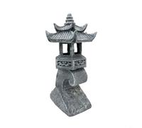 Tidgel Lampe Pagode en Résine Aspect Pierre, Lumière LED Automatique pour Jardin pour zen, Terrasse et Allée, Décoration Extérieure Grise(A)