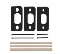 Tidgel Lot de 3 Plaques de Gâche en Acier Inoxydable pour Serrure, Kit de Cales d'Alignement avec et Chevilles, Sécurité Renforcée(bend black)