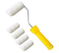 Tidgel Lot de mini pinceaux à rouleau en laine avec tête de 20 mm, manche doux pour une finition lisse de la peinture, idéal pour les travaux de détail et de finition, blanc (1 manche + 4 têtes)