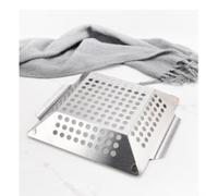 Tidgel Panier de Grillage en Acier Inoxydable Carré avec, Panier BBQ pour Légumes et Viandes, Trou de Drainage d'Huile, 26.5x22x20.5cm