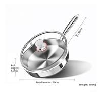 Tidgel Poêle Friteuse Acier Inoxydable 316L Fond Induction(20cm) | Acier 316L pour premium, revêtement , sain pour la famille, lavage pour facile, durable