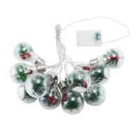 Tidgel pour lumière Sapin LED 50 LEDs pour déco pour intérieur Extérieur | 50 LEDs warm white, pine cone accents, red berry details, pour battery operated, 4m total length