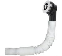 Tidgel Siphon d'évier télescopique avec trop-plein rond, tuyau de lavabo réglable de 210 à 550 mm, bonde anti-fuite en polypropylène + ABS pour lavabo de salle de bain, blanc